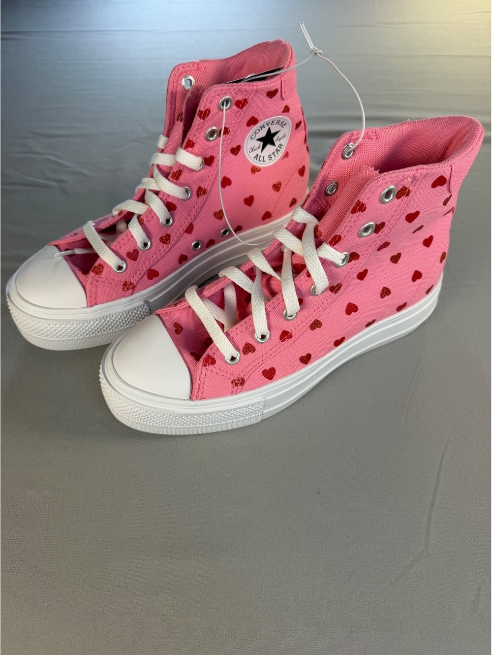 Converse Kids Day Platform Hi Pink Red White High Top Sneakers Size 4